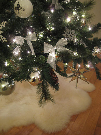 Close Up of Silver And White Christmas Ornaments