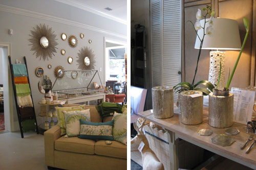 gold-tree-trunk-planters-sunburst-mirrors-savannah-one-fish-two-fish