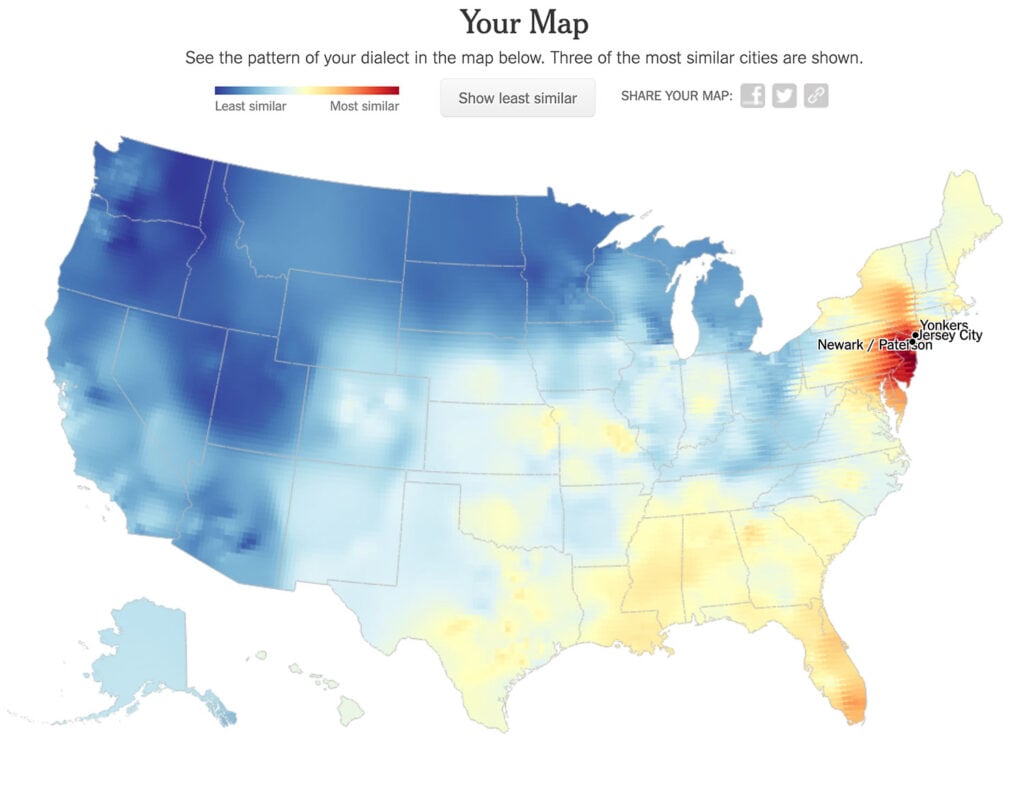 Sherrys Map Results From NYT Dialect Quiz