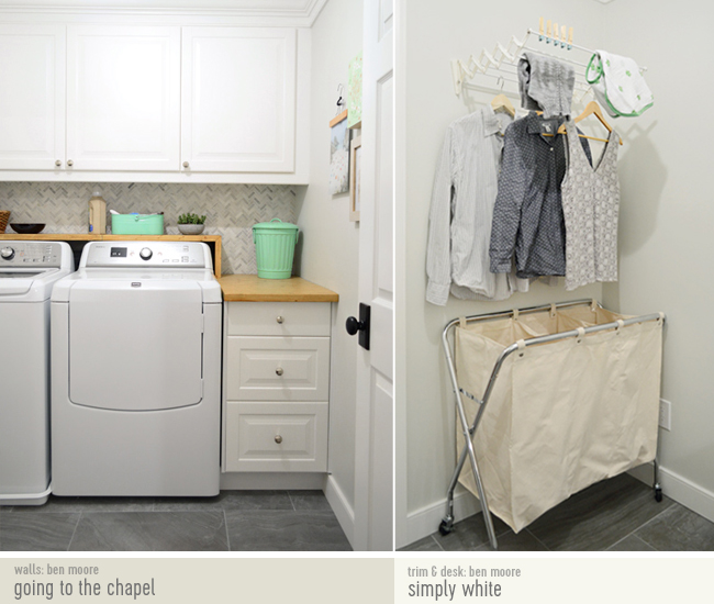 Laundry Room With Marble Backsplash and Going To The Chapel Walls