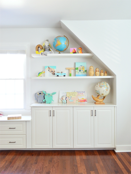 Floating Bookshelf Storage Cabinet Handmade in Solid Hardwood 