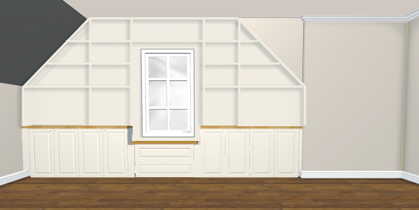 Rendering of built-in cabinets and bookshelves using Ikea 3D Kitchen Planner