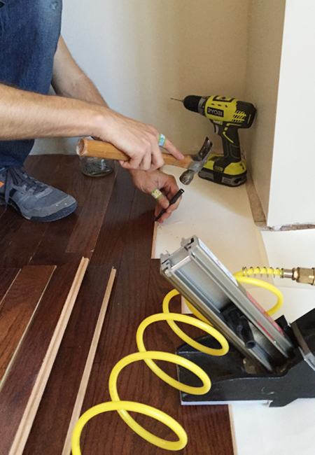 install hardwood flooring hand nailing ends