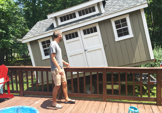 Shed-Delivery-John-Watching-From-Deck