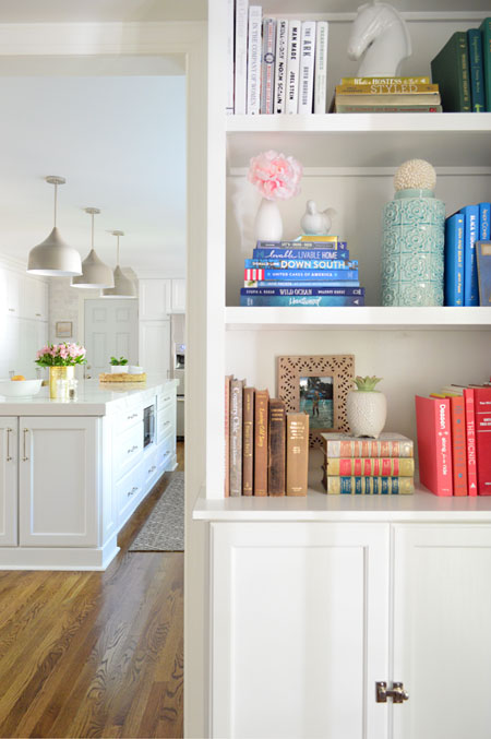 Built in store white shelves