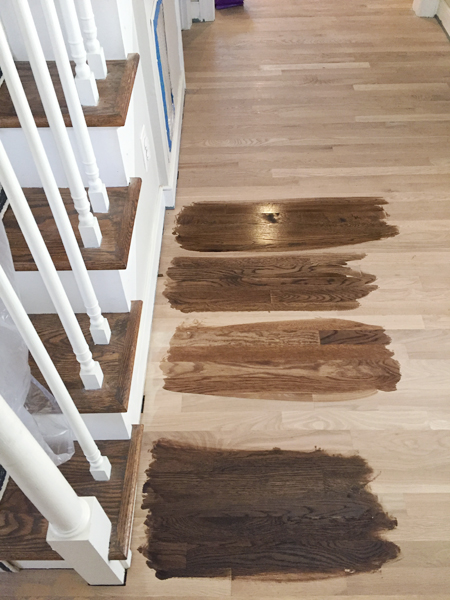 Refinishing Hardwood Floors Stain Samples (Amostras de manchas em pisos de madeira)