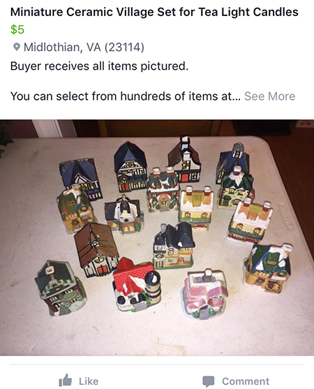 Christmas village for sale listing