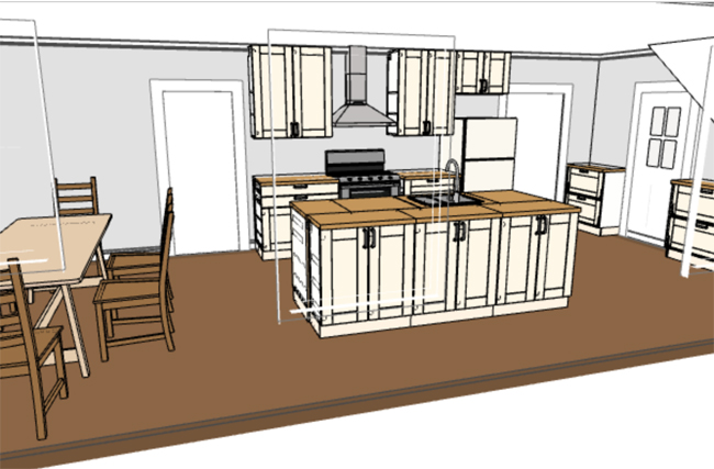 ikea 3D kitchen planning tool rendering with upper cabinets