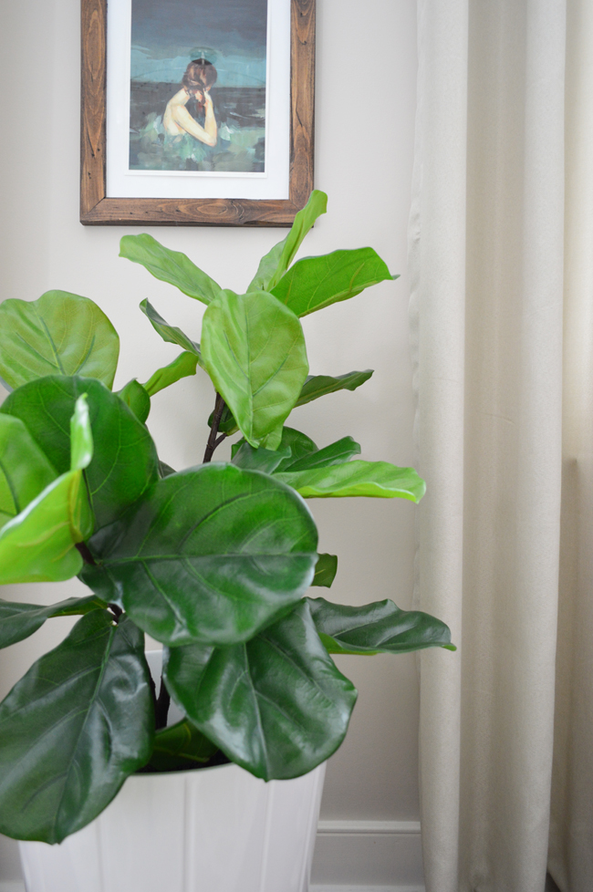 Faux Fiddle Leaf Fig Bedroom Detail