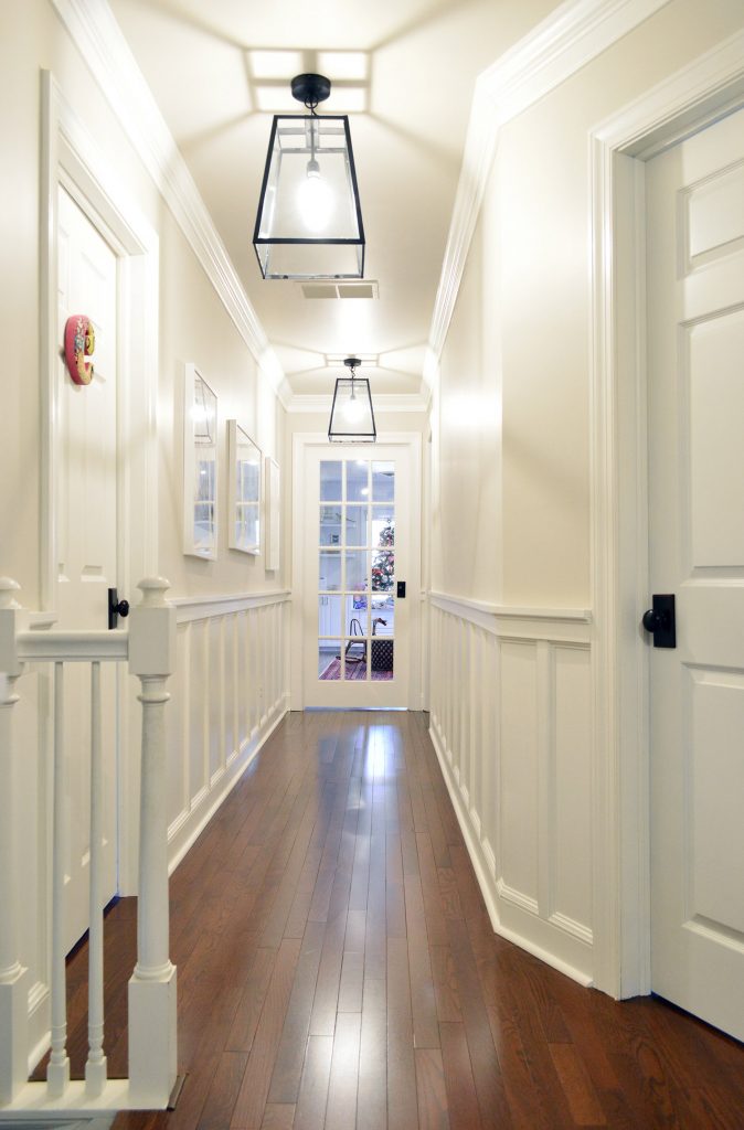 Long Traditional Hallway With DIY Wainscoting