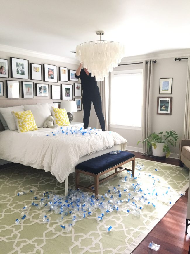 Neutral Bedroom Hanging Capiz Chandelier Sherry