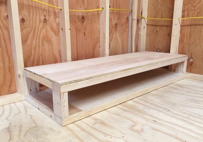 creating second flat platform on the bottom of scrap wood storage organizer