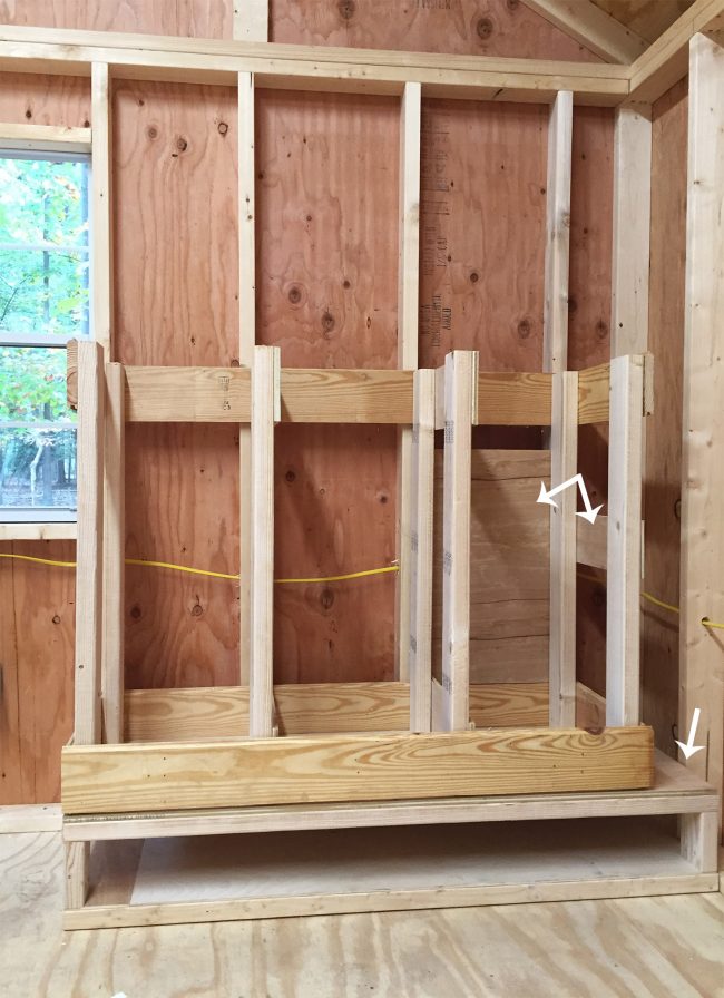 providing wood backing panels to scrap wood storage organizer