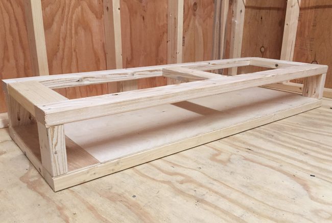adding second level to the bottom of a simple scrap wood storage organizer