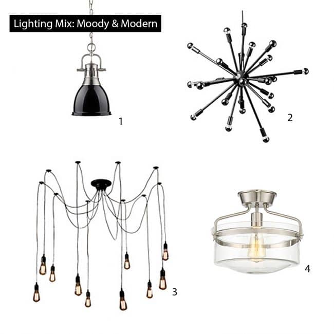 how to select light fixtures modern mood board
