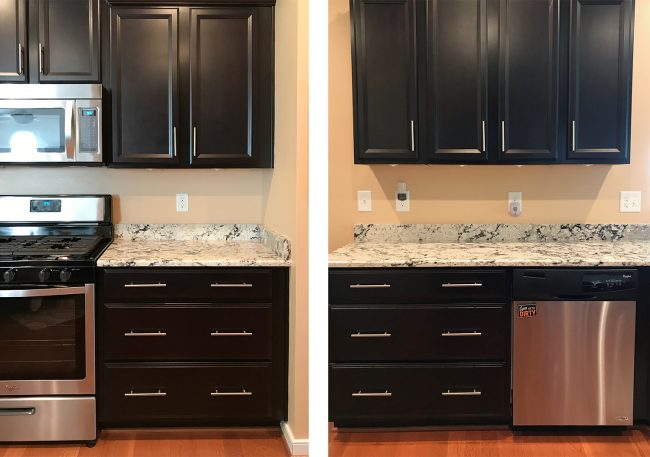 before photos of kitchen without a tile backsplash