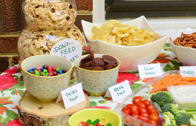 Woodland Fairy Bear Party Food Table Closer