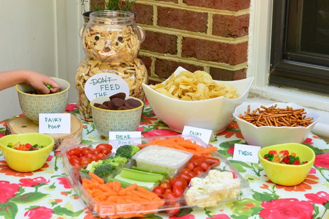 Woodland Fairy Bear Party Food Table Wide