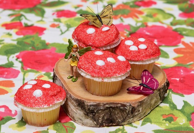 Woodland Fairy Bear Party Toadstool Cupcakes 650x444