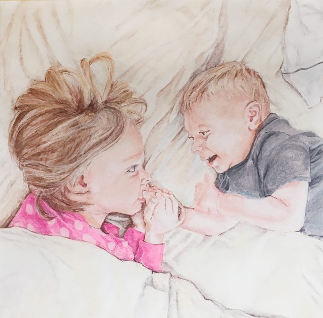 Custom Family Pastel Kids Portrait Sibling Art