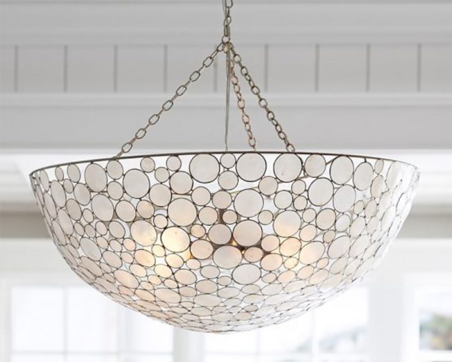 Gorgeous Capiz Dome Pendant Light Fixture Dining Room Kitchen Breakfast Nook Foyer Statement Light