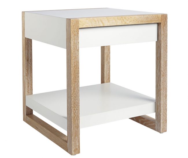 Side Table Natural Wood And White Modern Clean Lines 650x549