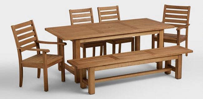 Wood Table Benches Chairs Indoor Outdoor Casual Dining