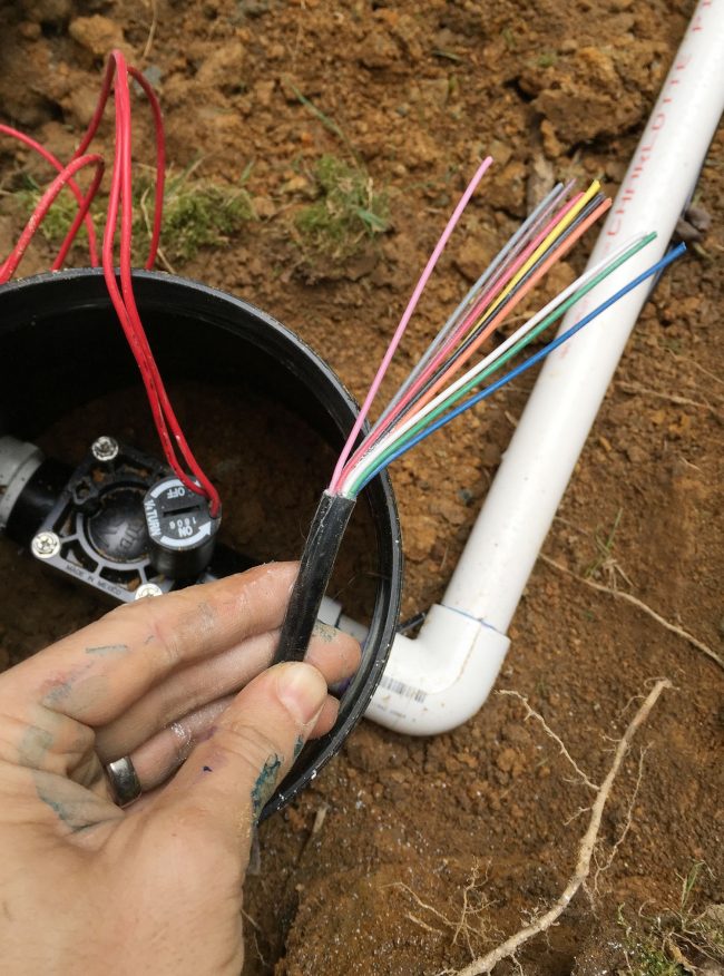 install irrigation system with 10 conductor underground wire