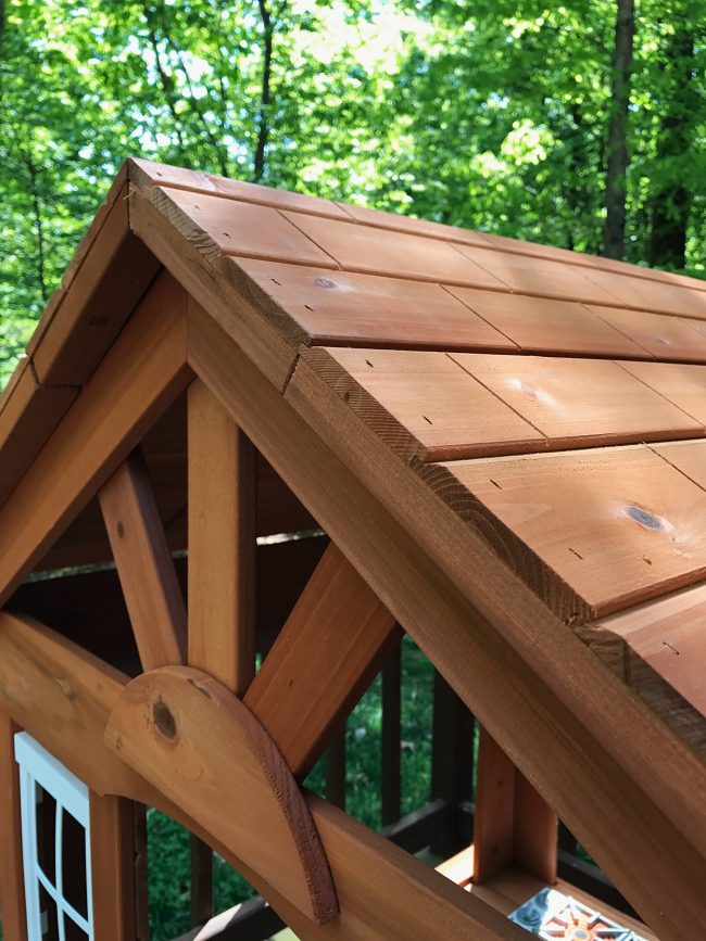 backyard discoveries cedar wooden playhouse roof detail