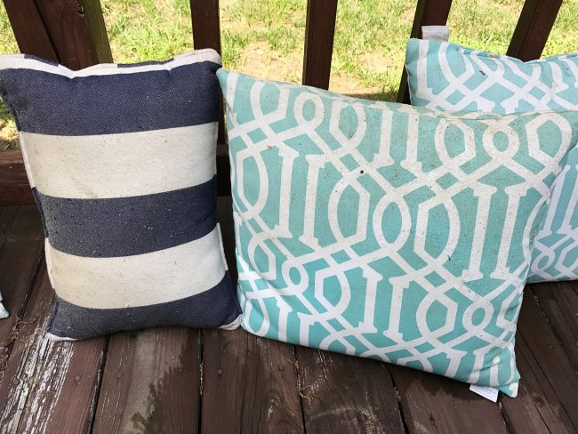 outdoor cushions that need cleaning from pollen and dirt