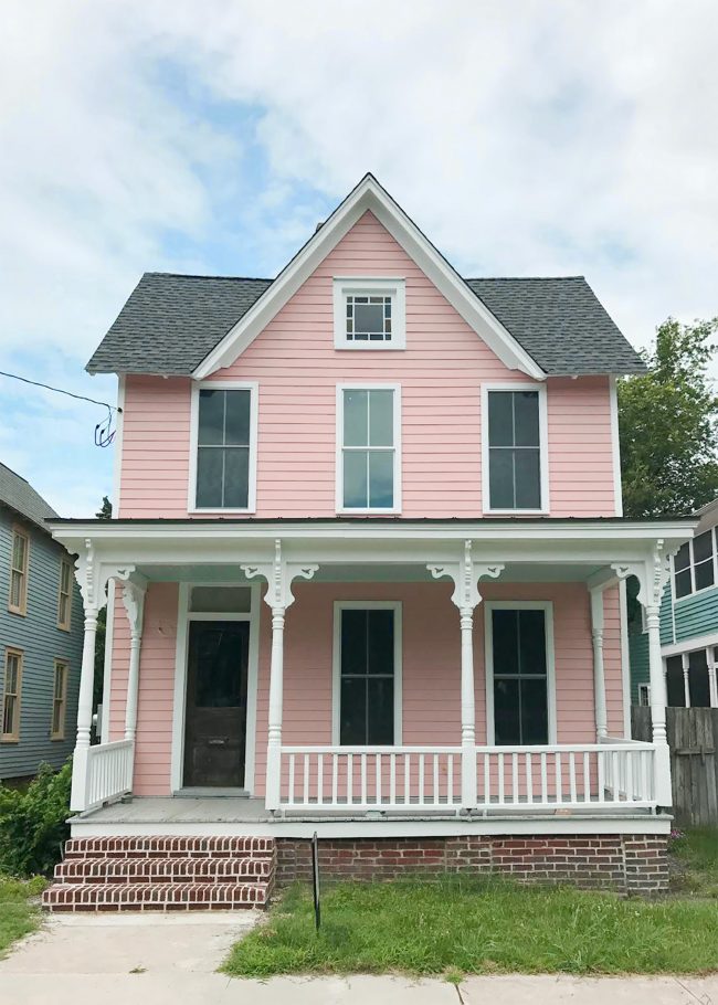 Beach House Exterior Pink Siding 650x910