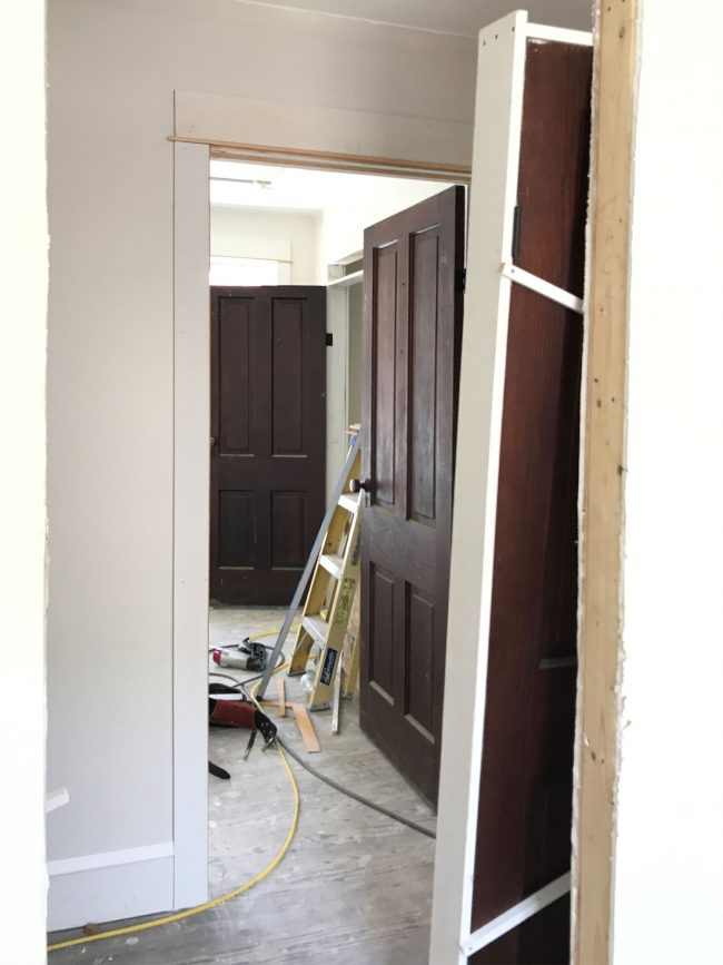 Beach House Molding Dark Doors Upstairs