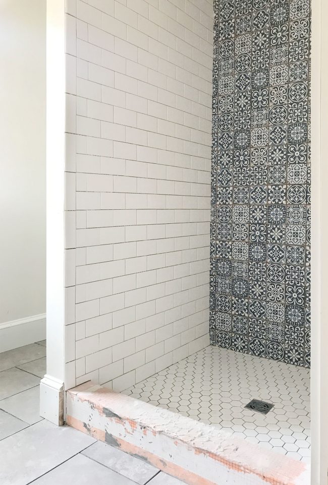 Beach House Shower Tile Hall Curb Cement