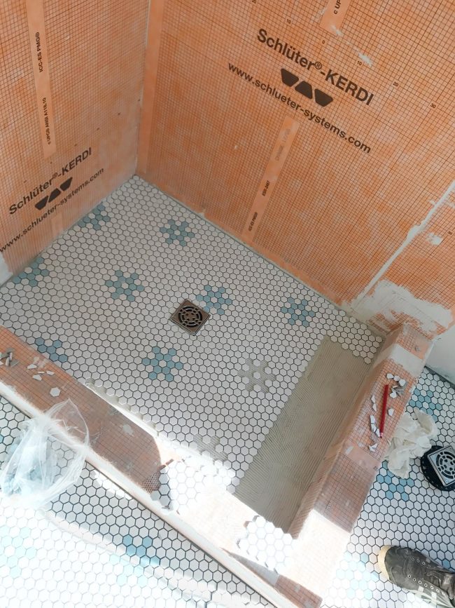 Beach House Tile Master Shower With Blues