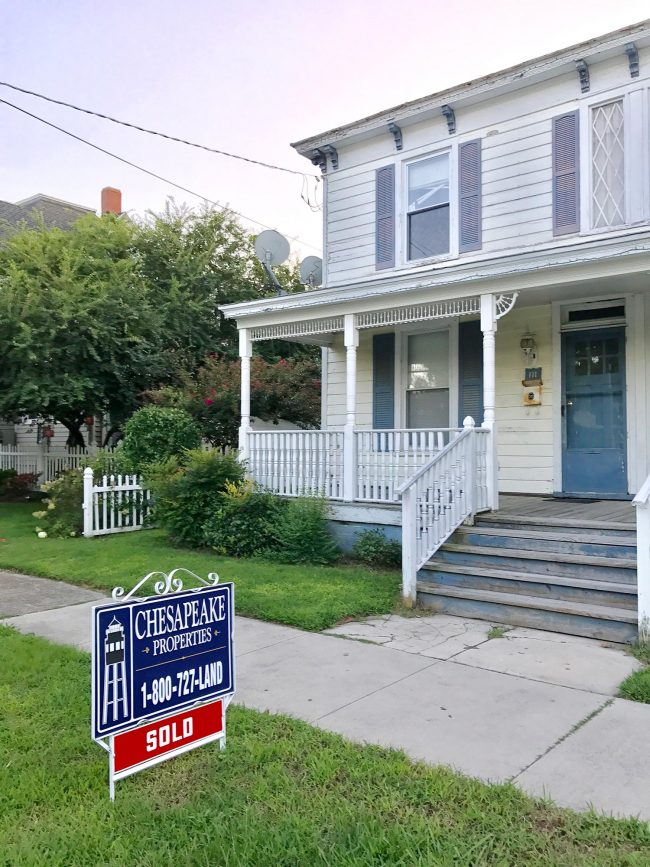 Beach Duplex Before Exterior Sold Sign