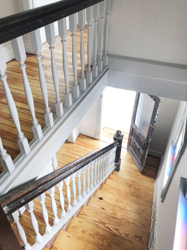 pine floor stair treads refinished