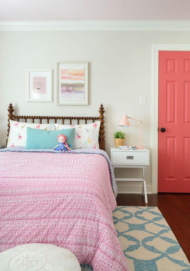 quarto de meninas roupa de cama com estampa rosa