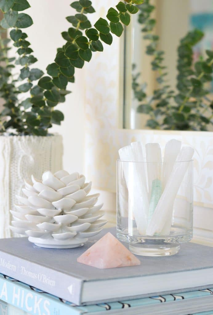 Close-up of crystals on display on shelf