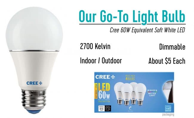 Our go to light bulb the Cree 60W LED soft white bulb