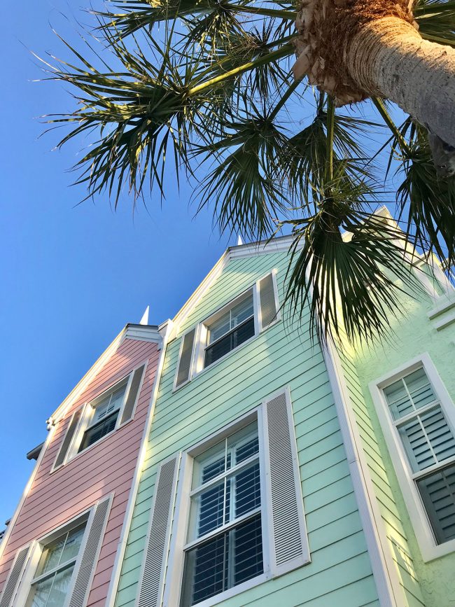 Colorful townhouses in Lighthouse Point Florida