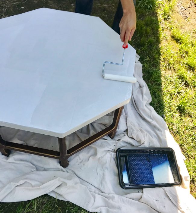 Beach House Coffee Table Applying Sealer