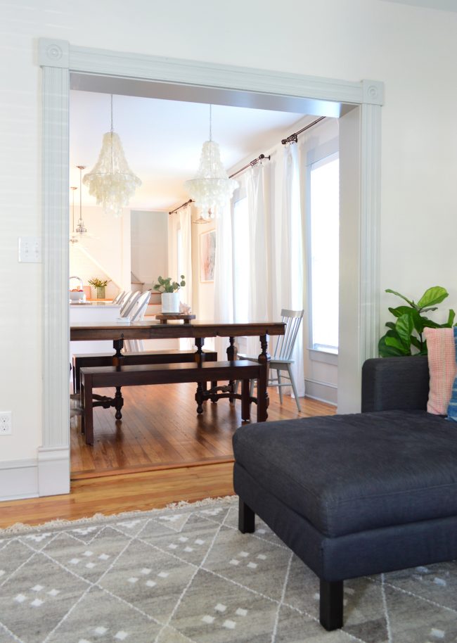 Beach House Living Room With Dining Benches