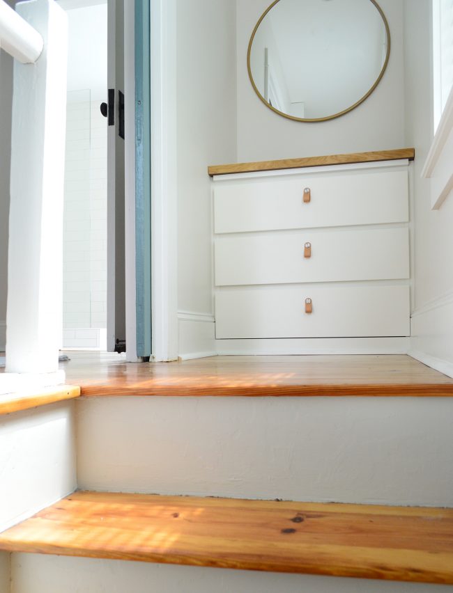 Ikea Malm Dresser At Top of Stairs As Built-In