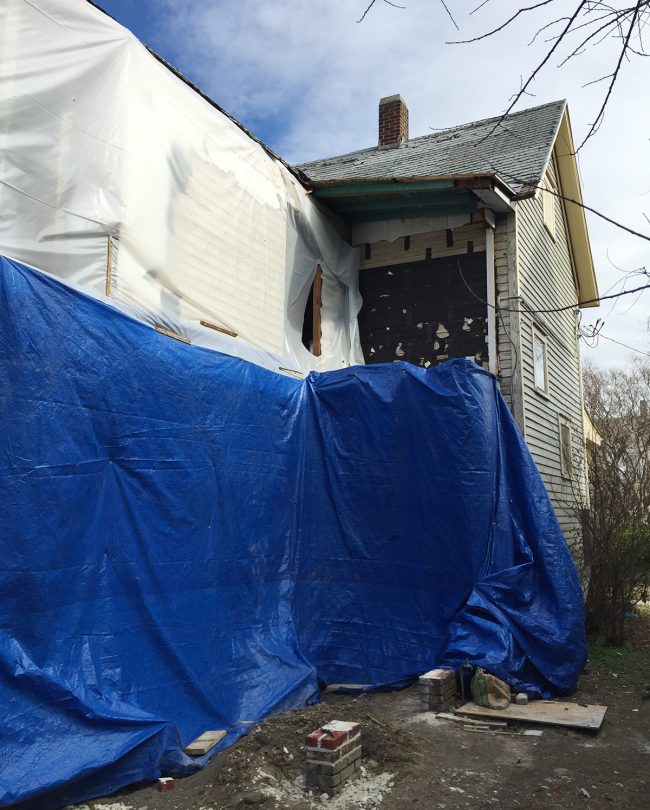 Demolition Photo Of Beach House With Rotting Side Torn Off Completely