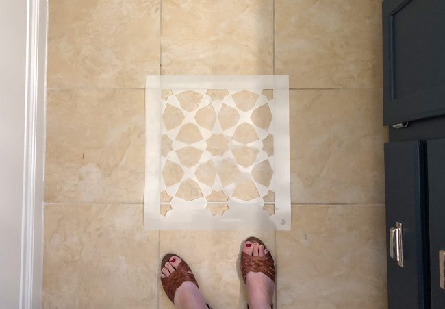 Angela Stenciled Bathroom Floor BEFORE Floor