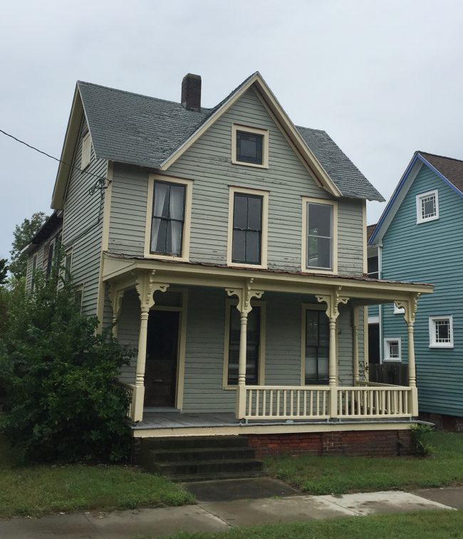 Before Photo Of Historic Beach House In Cape Charles Virginia With Green Rotting Trim