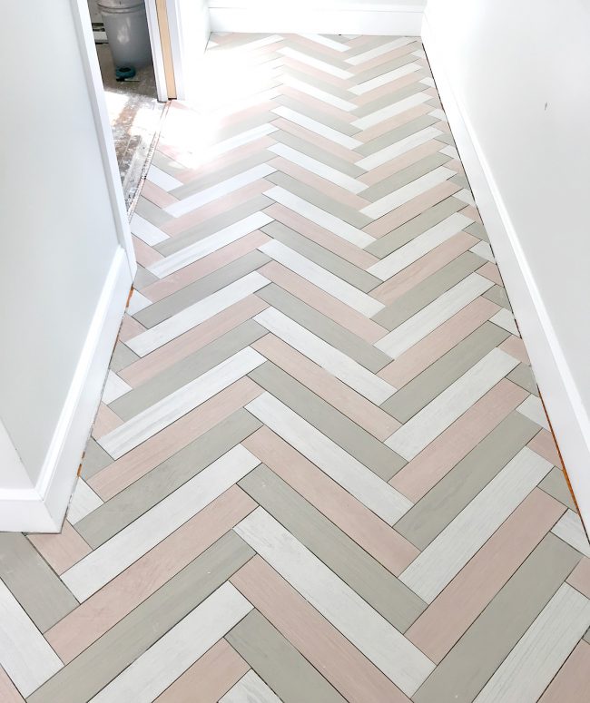 Duplex Tile Herringbone Mudroom Ungrouted