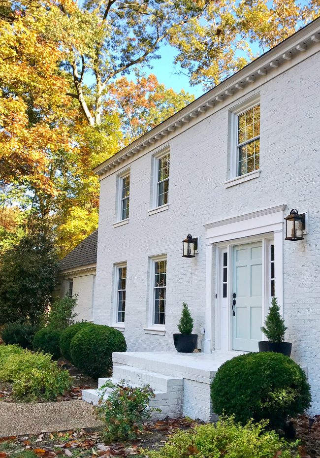 white brick house