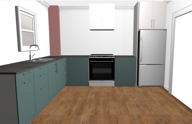 Ep120 Duplex Kitchen Rendering From Mudroom After 650x422