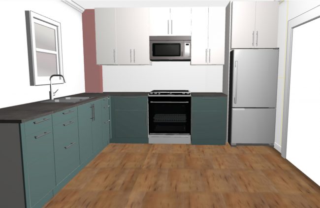 Ep120 Duplex Kitchen Rendering From Mudroom Before 650x422